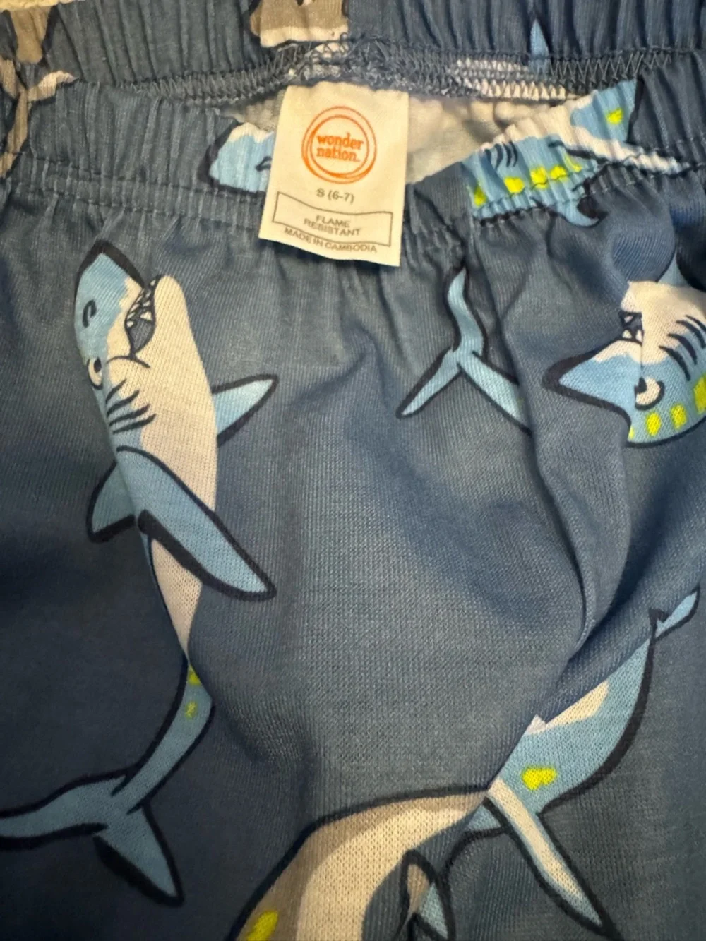 Wonder Nation Boys Shark Pajama Set, Do Not Disturb Blue Tee & Pants, Size 6/7